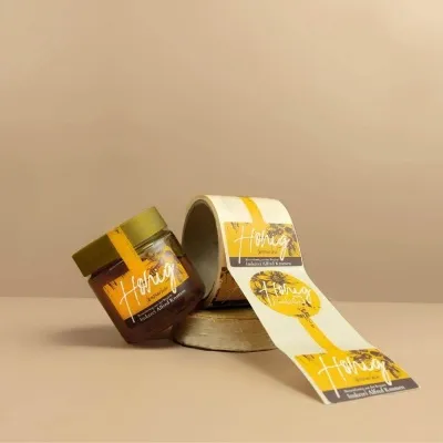 Honey jar with label