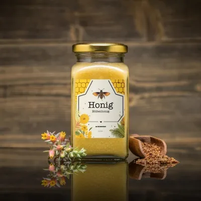 Honey jar with label