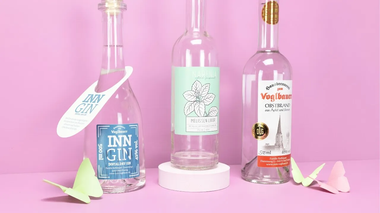 Etiketten auf Flaschen