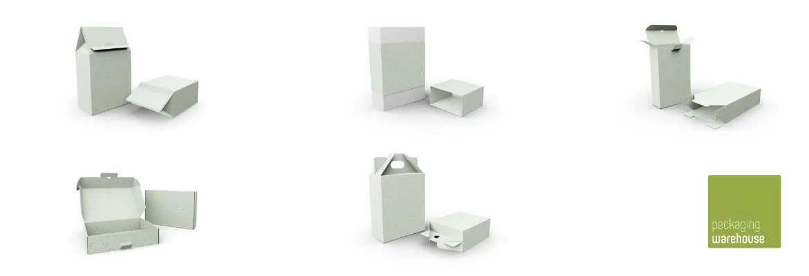 Folding box made of grass cardboard assortment