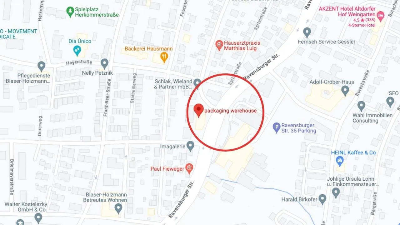 Standort der Druckerei packaging warehouse
