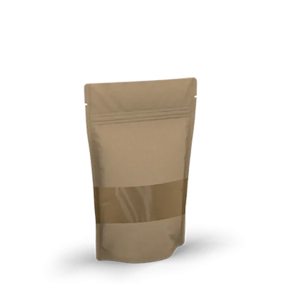 Standbodenbeutel unbedruckt mit Fensterstreifen