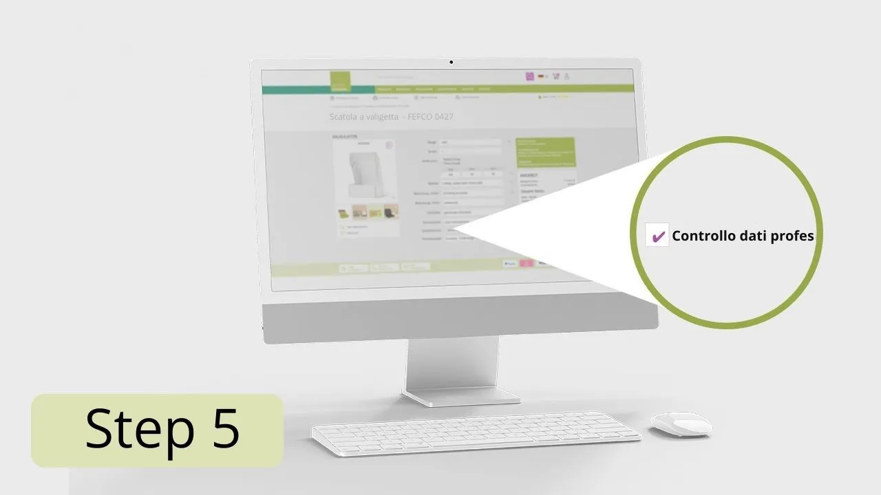 Infografica: Processo d'ordine step 5 scatola di cartone