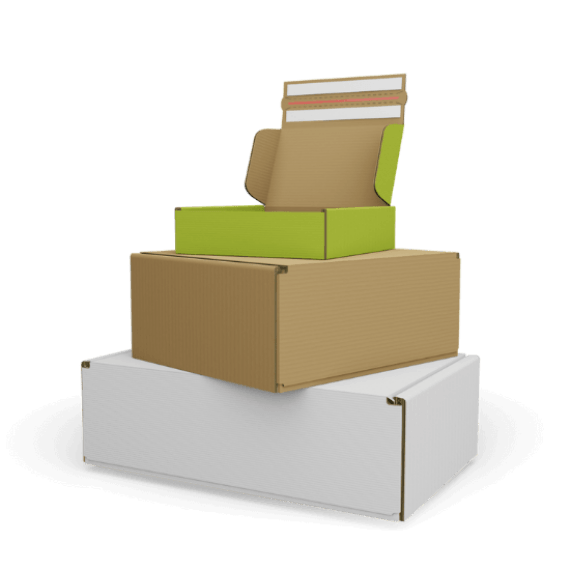 Hinged lid box with adhesive strip FEFCO 0885